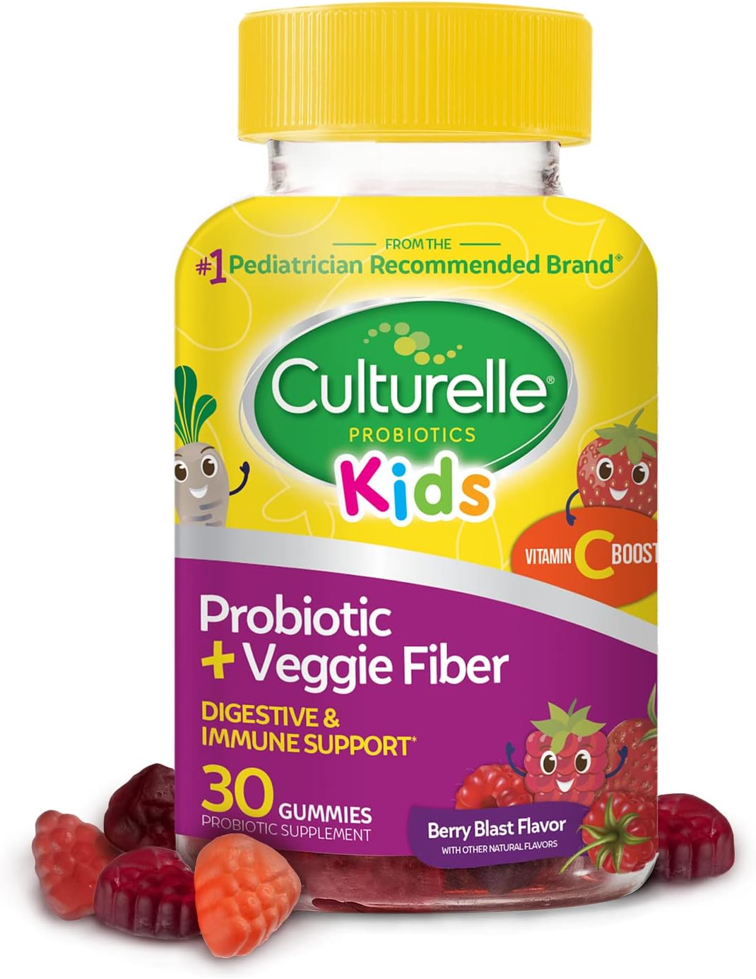 Gomitas probióticas + fibra vegetal con refuerzo vitamina C