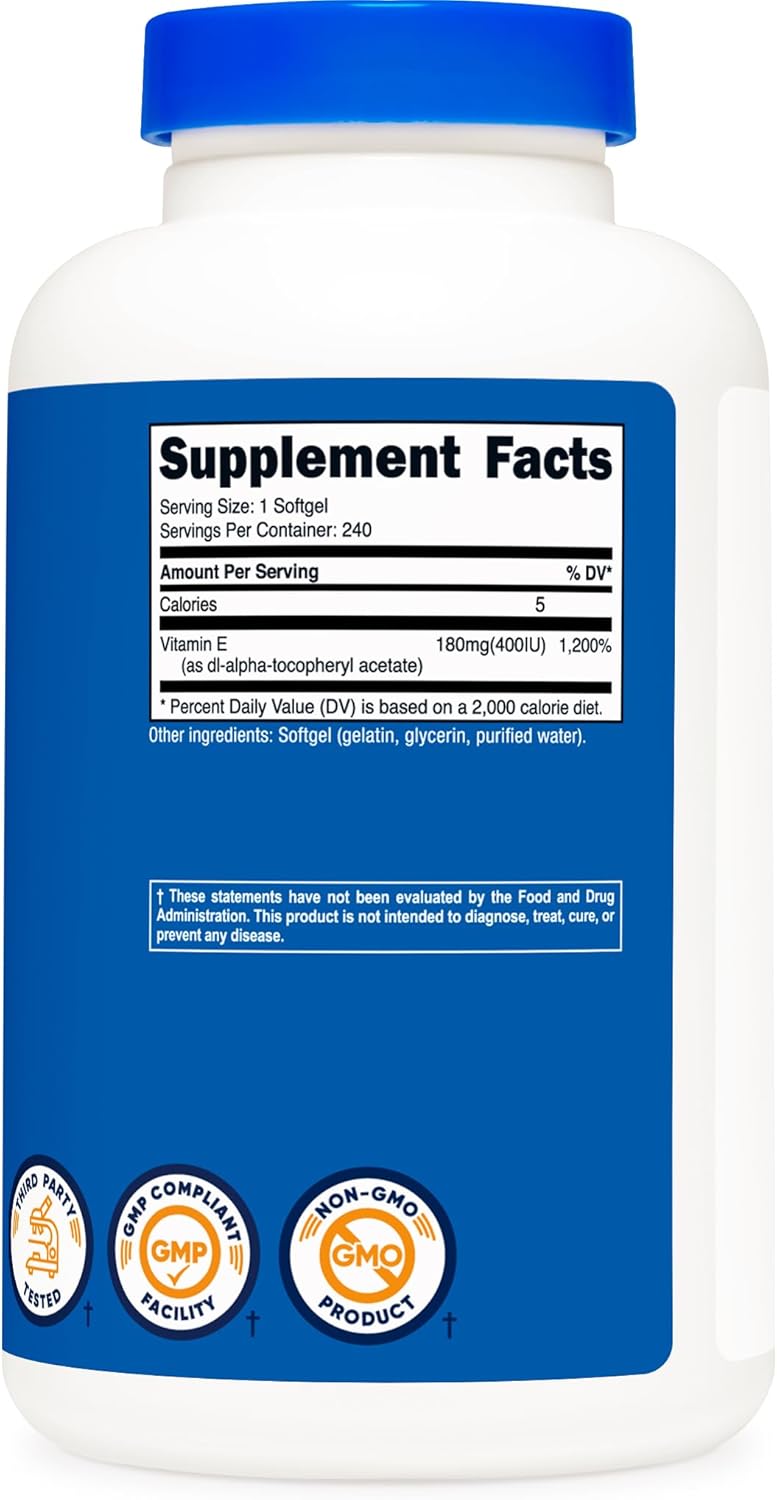 Nutricost Vitamina E 400 IU, 240 cápsulas de gel blando,