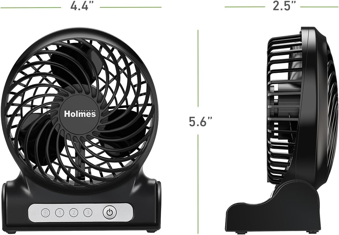 HOLMES Ventilador Personal 4, Recargable, 3 Velocidades, Portátil