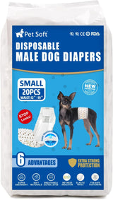 Pet Soft Pañales desechables para perros machos, con indicador de humedad