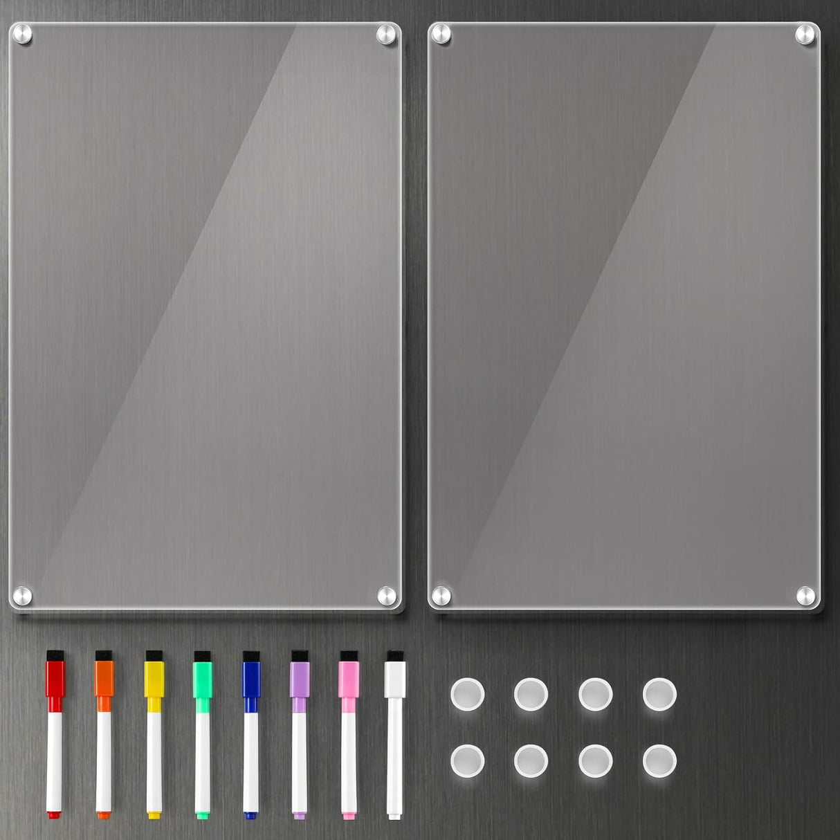 Tablero Magnético Acrílico 12''x8'' para Refrigerador, 2 Pack