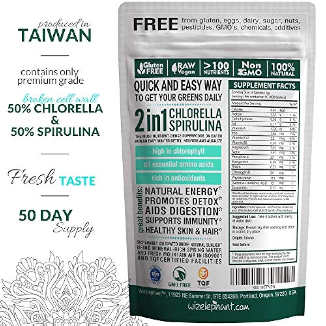 2 en 1 tabletas de cloro y espirulina.