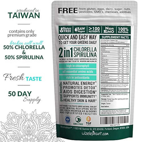 2 en 1 tabletas de cloro y espirulina.