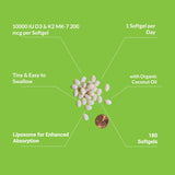 UpNourish Vitamina D3 K2 Liposomal 10,000 IU 180 Mini Softgels