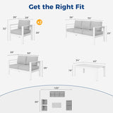 Wisteria Lane Juego de muebles de patio de aluminio para exteriores, modernos juegos de conversación de patio, sofá modular de metal para exteriores con cojín de 5 pulgadas y mesa de centro para balcón, jardín, gris claro