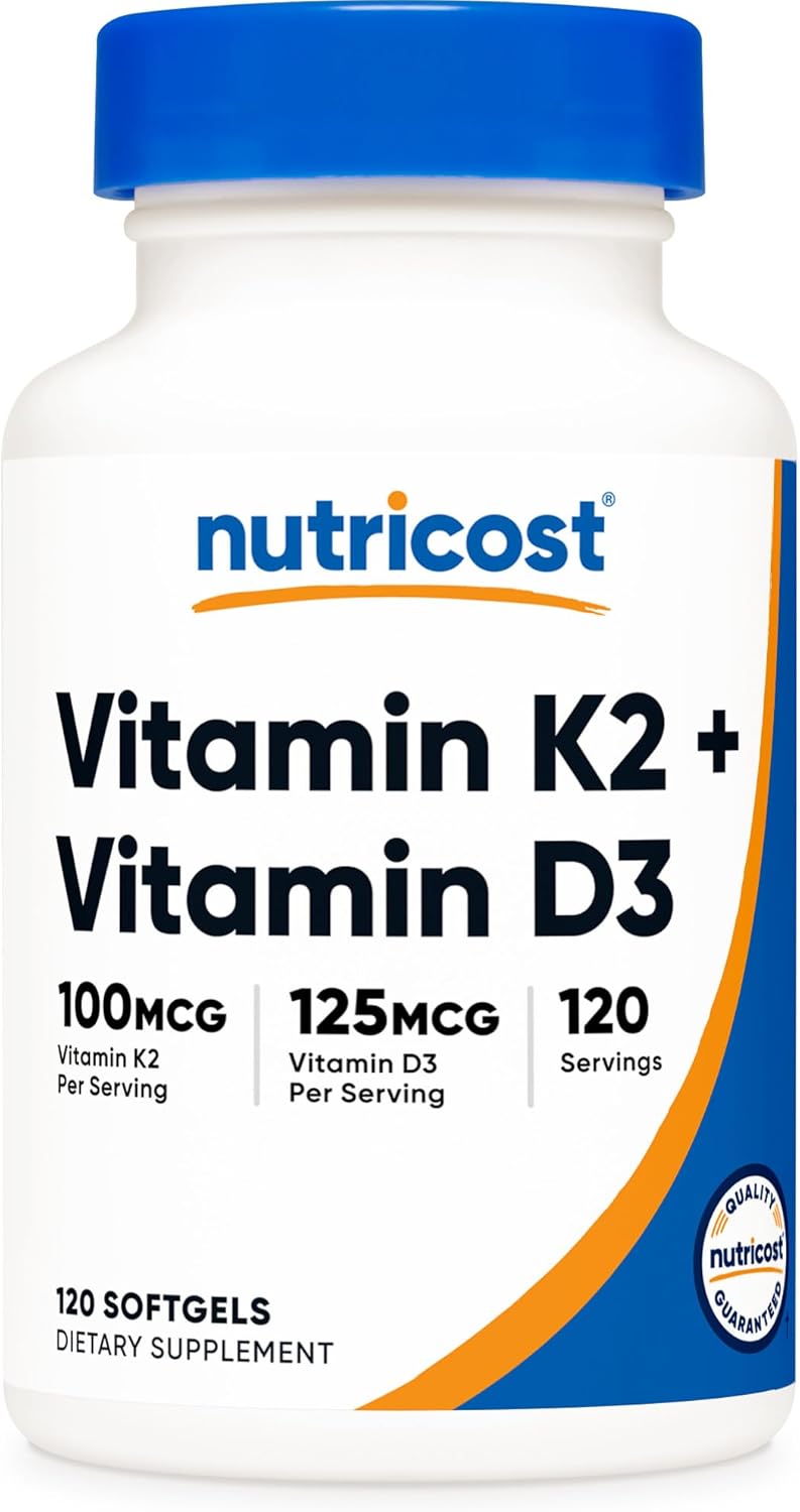 Nutricost K2 MK7+D3 120 Softgels Sin Gluten Non-GMO
