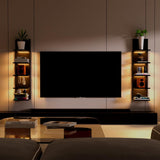 Estante Flotante de 5 Niveles con Luz LED, Diseño Vertical