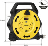 Enrollador de cable con 4 tomas de corriente, 2 puertos USB