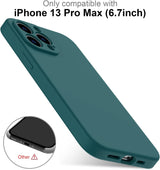 DEENAKIN Funda para iPhone 13 Pro Max con protector de pantalla, cubierta de goma de gel de silicona líquida suave y duradera para iPhone 13 Pro Max de 6.7 pulgadas, color verde pino