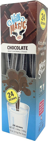 Milk Magic Pajitas aromatizantes de leche de chocolate - Caja de 24 pajitas de leche