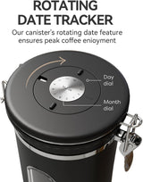 Veken Canister de Café con Ventana, Apto para Alimentos, 22OZ