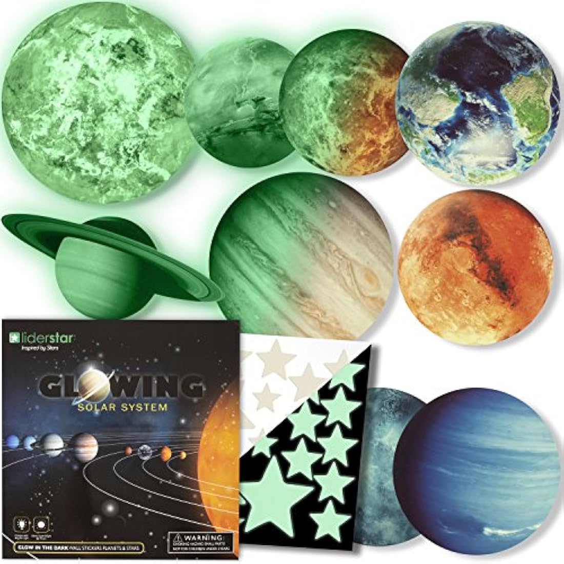 Estrellas y planetas que brillan en la oscuridad