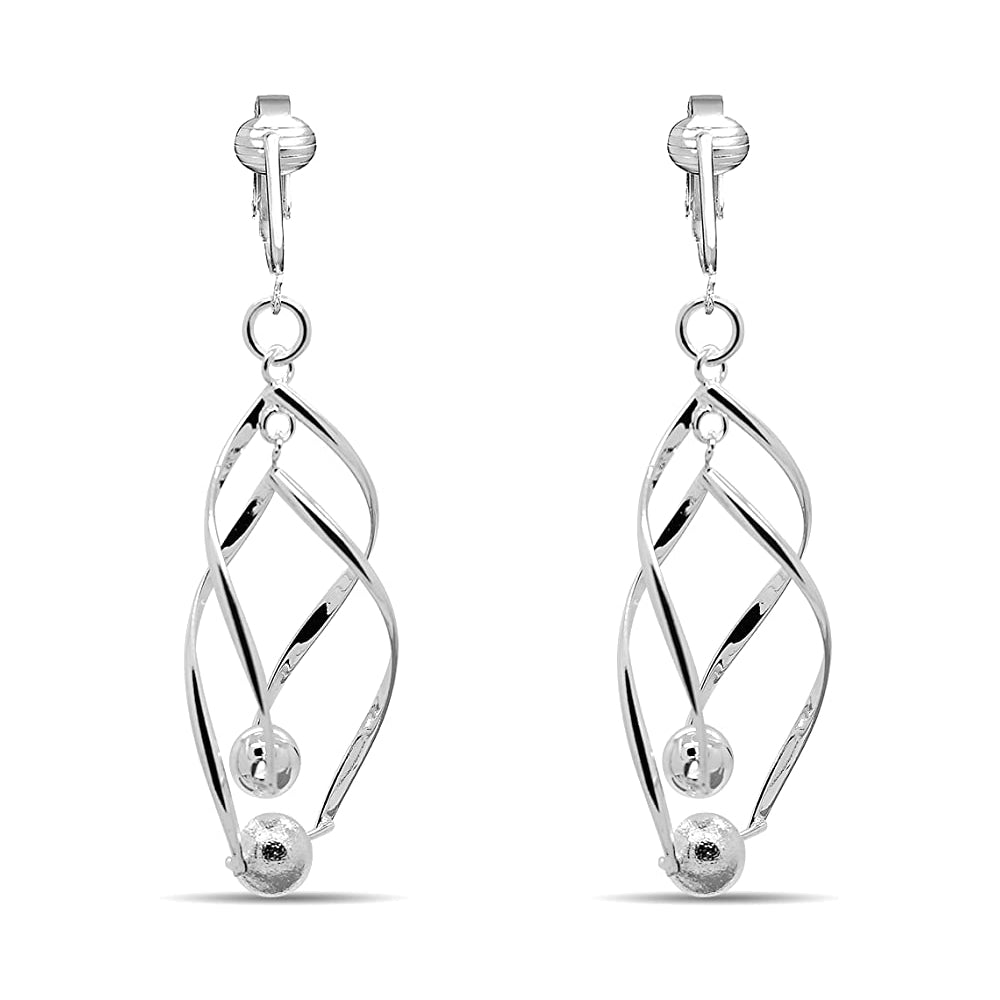 Aretes de plata colgantes de clip para mujer