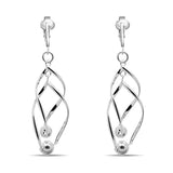 Aretes de plata colgantes de clip para mujer