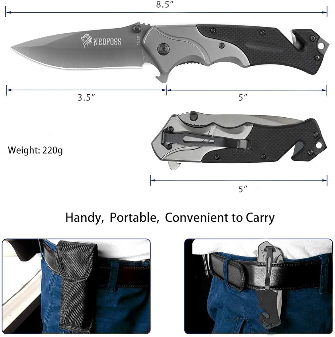Cuchillo de bolsillo para hombre plegable multiherramienta