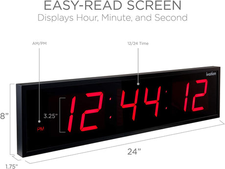 Reloj Digital LED Sobredimensionado - 6 Niveles de Brillo