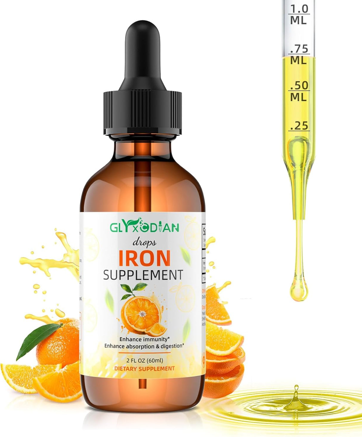 Suplemento líquido de hierro para mujeres y hombres, 60ml, absorción 98%