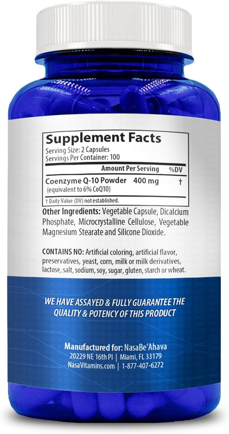 CoQ10 400mg Vegano Suplemento Ubiquinona 100 Cápulas