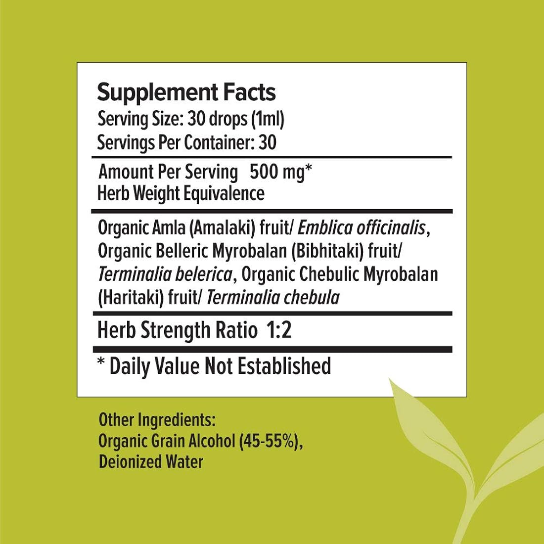 Suplemento Botanicals Extracto de hierbas líquido Triphala