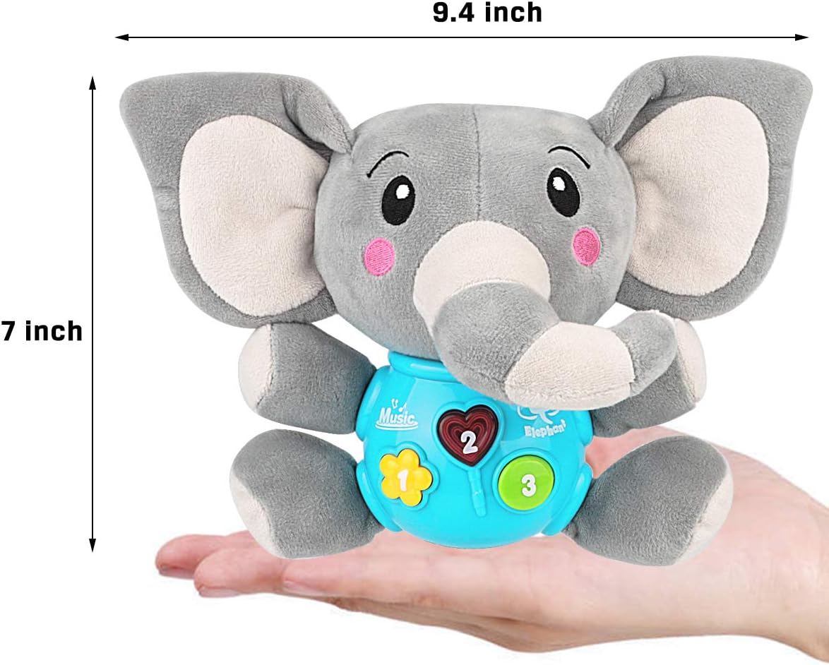 Elefante de peluche Aitbay, juguete musical para bebés 0-36 meses