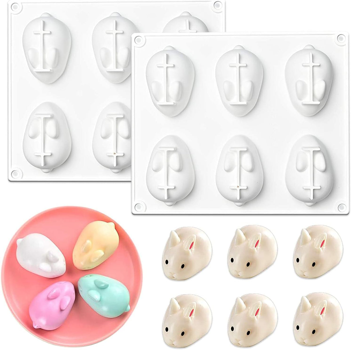 Moldes de Silicona para Conejos, 2 Piezas, 3D, Pastelería