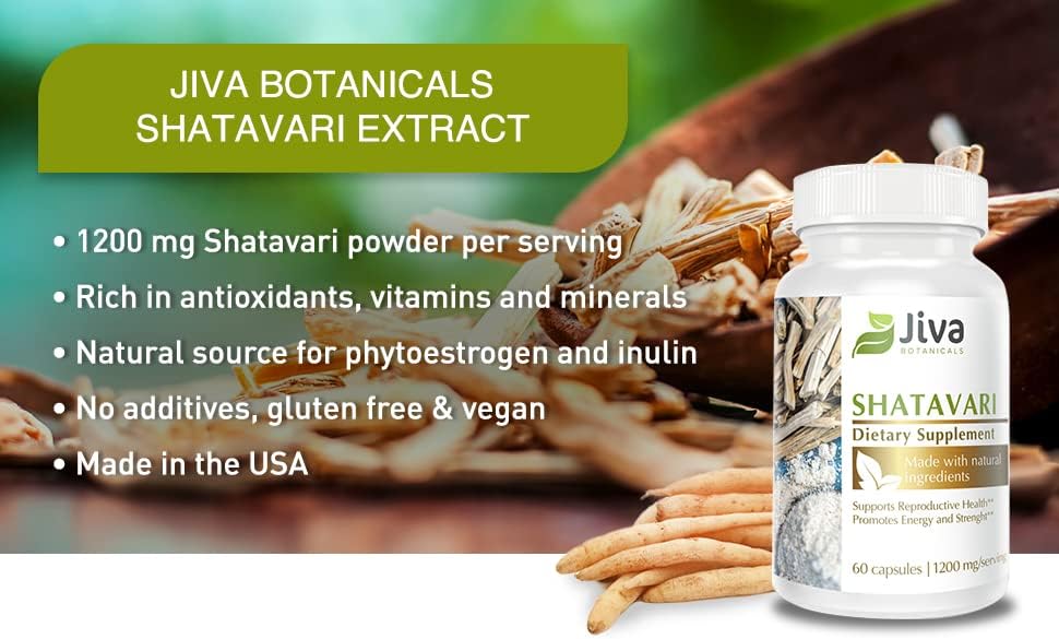 Suplemento polvo  orgánicas Shatavari de 1200 mg  60 cáp