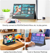 Monitor portátil AYY 15 FHD 1080P USB C HDMI, soporte incluido