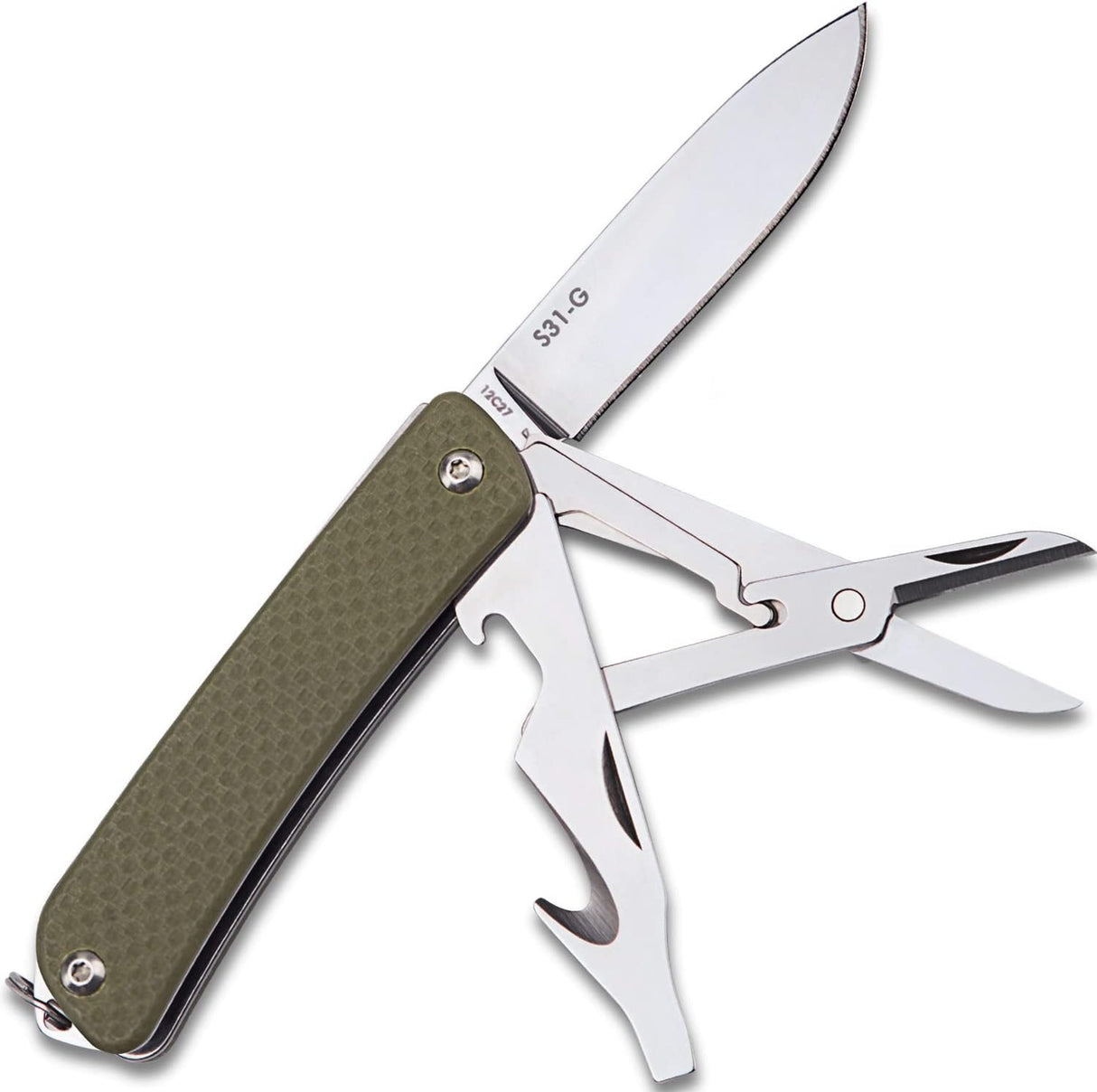 Cuchillo de bolsillo plegable 6 en 1 acero inoxidable