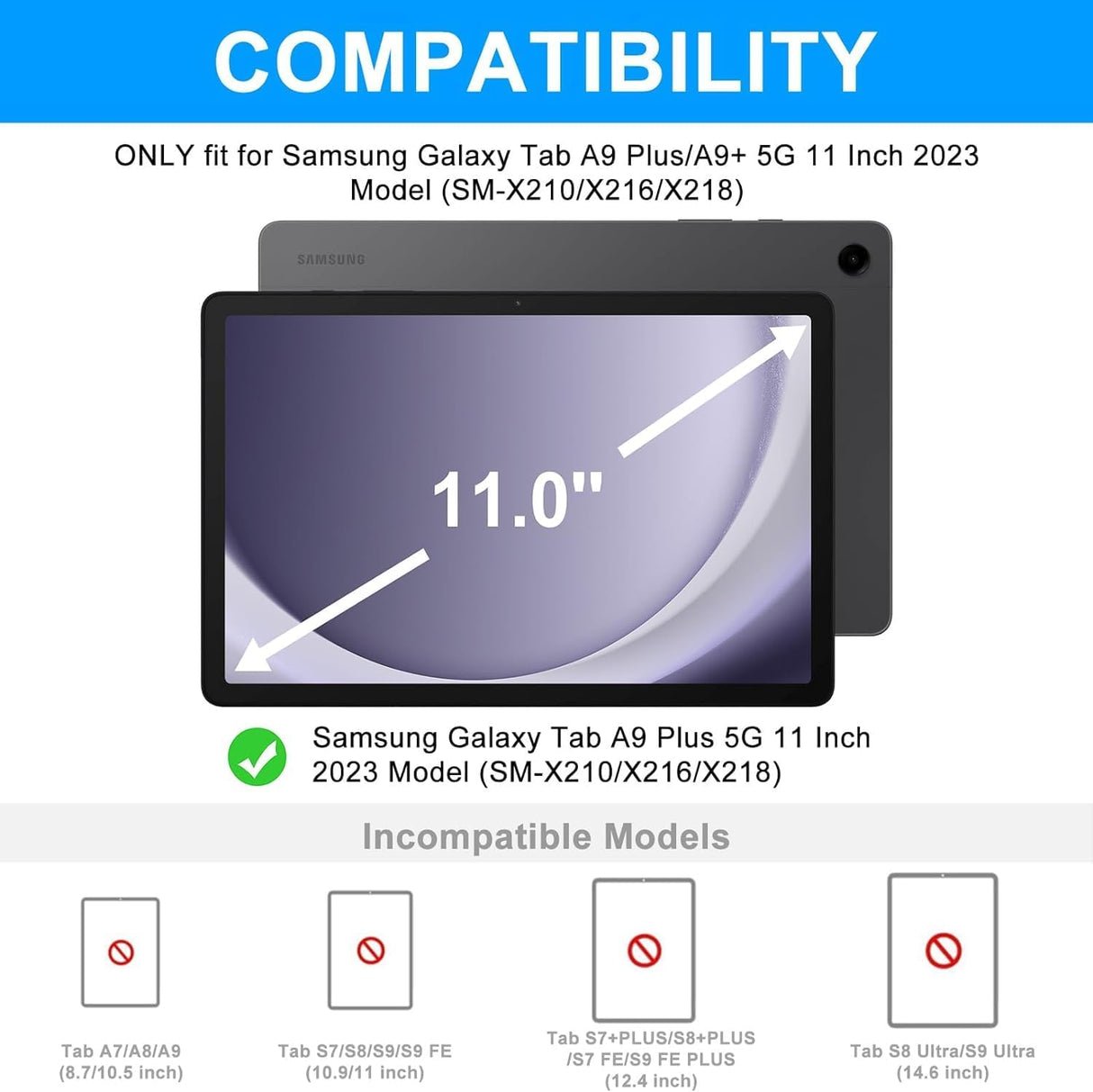 Funda con Teclado para Samsung Galaxy Tab A9+/Plus 11 2023