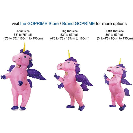 Disfraz para niños de 4 a 6 años de unicornio alado inflable