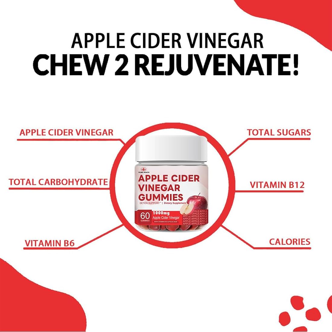 Suplemento Gomitas de vinagre de sidra de manzana 1000 mg