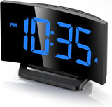 Reloj Despertador Digital Curvo, Números LED, 2 Volúmenes