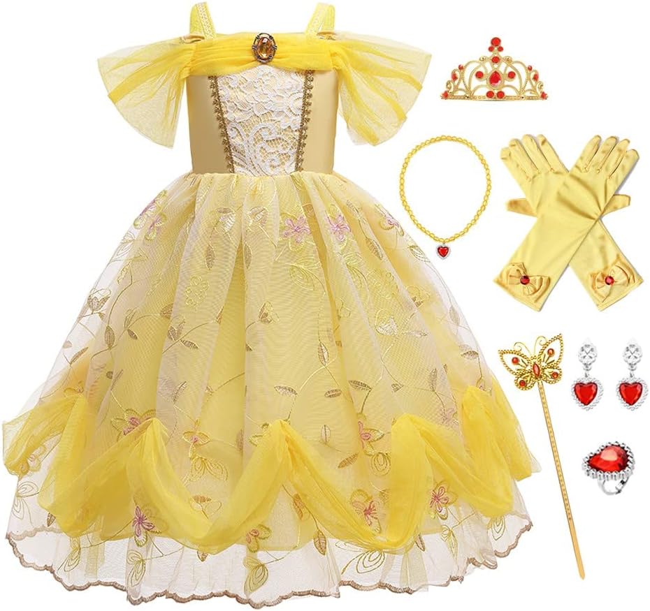 Disfraz de Princesa Belle, Accesorios, Cumpleaños y Halloween