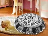 My Dream Carts Cojines redondos de 22 pulgadas para asiento de piso &#34;Solo cubierta&#34;, fundas de cojín decorativas con mandala bohemio, funda de cojín para meditación, puf para yoga, hippie