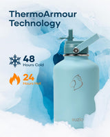 Botella de agua aislada BUZIO 64 oz, acero inoxidable, 48h frío