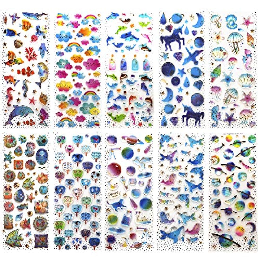 SAVITA 400 Epoxy Stickers para niños Niñas 3D Puffy Stickers