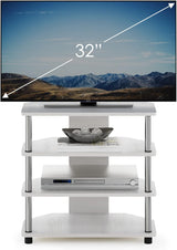 Soporte pequeño para TV con tubos de acero inoxidable, 4 niveles
