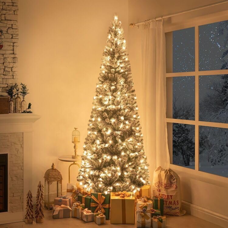 Árbol de Navidad artificial esbelto con luces, modelo 7.5ft