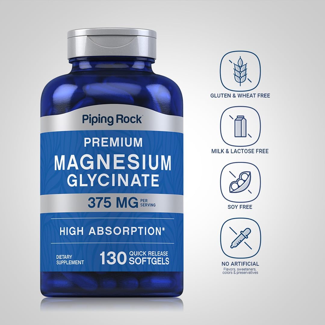 Piping Rock Magnesio Glicinato 375mg 130 caps Sin GMO