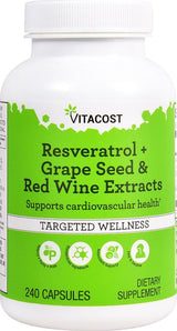 Suplemento Vitacost Resveratrol + Extracto de Semilla de Uva
