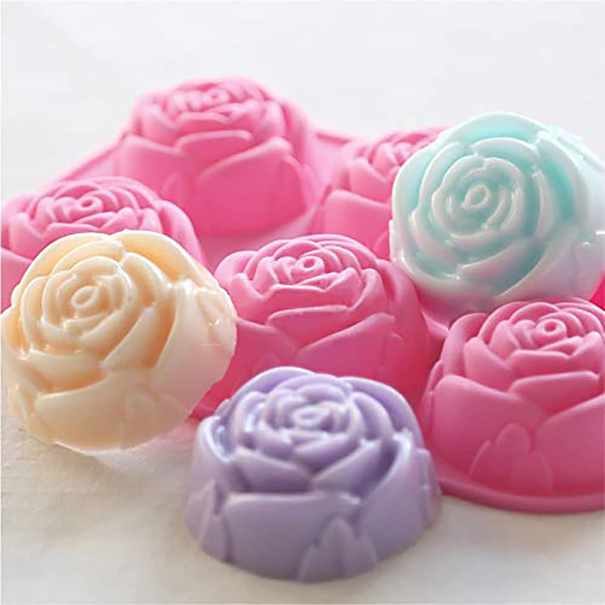 Moldes de Silicona para Repostería - 2 Pcs - 6 Cavidades Rosa