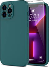 DEENAKIN Funda para iPhone 13 Pro Max con protector de pantalla, cubierta de goma de gel de silicona líquida suave y duradera para iPhone 13 Pro Max de 6.7 pulgadas, color verde pino