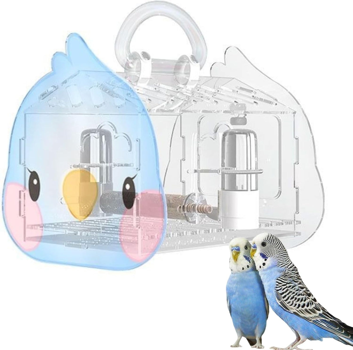 Jaula de viaje para pájaros transparente portador de viaje