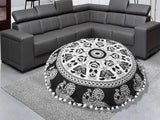My Dream Carts Cojines redondos de 22 pulgadas para asiento de piso &#34;Solo cubierta&#34;, fundas de cojín decorativas con mandala bohemio, funda de cojín para meditación, puf para yoga, hippie