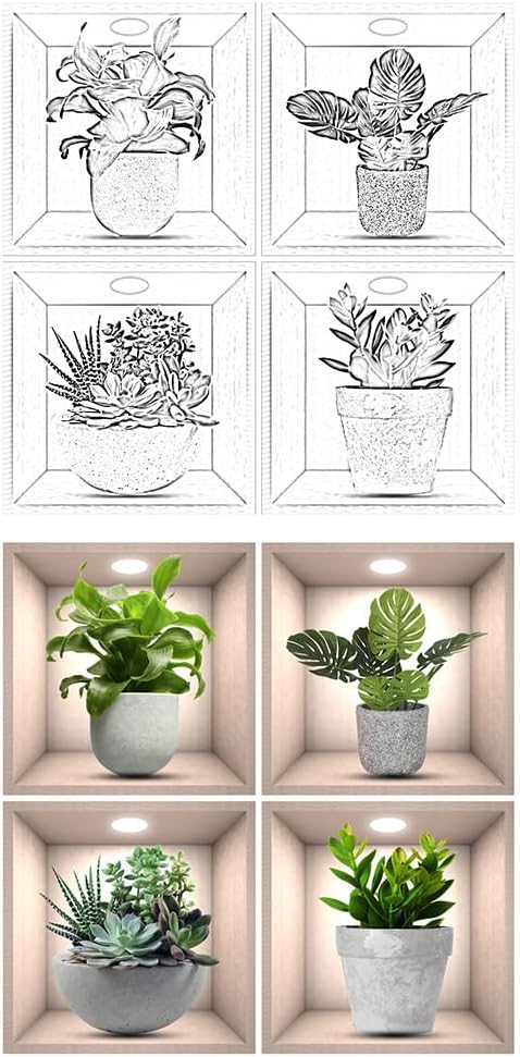 Pegatinas de Plantas 3D Vivas, Decoración Botanical, Modelo X