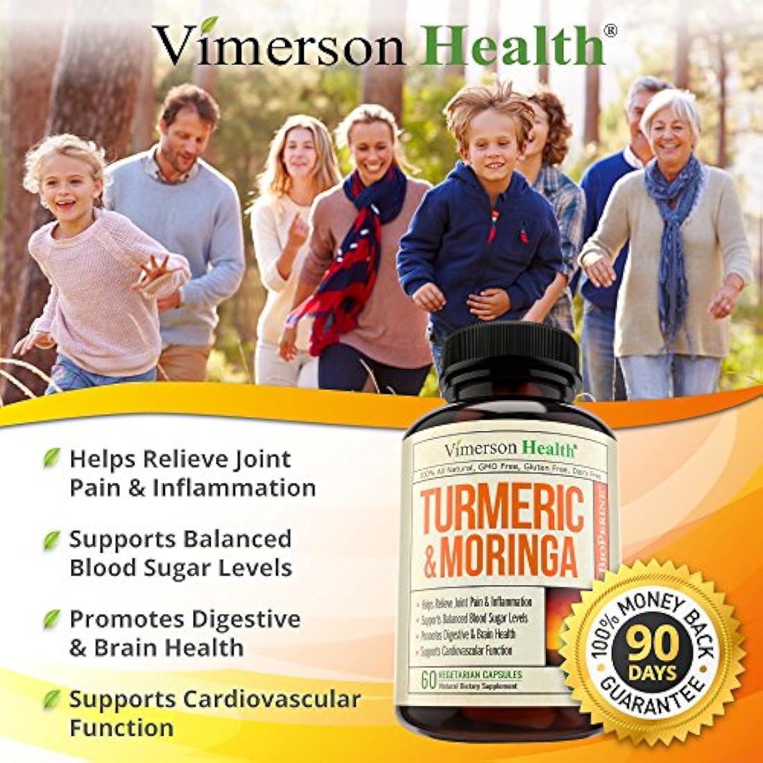 Curcumina cúrcuma  moringa oleifera y suplemento bioperina.