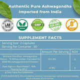 Suplemento Orgánico Ashwagandha 300mg, 100 Cápsulas