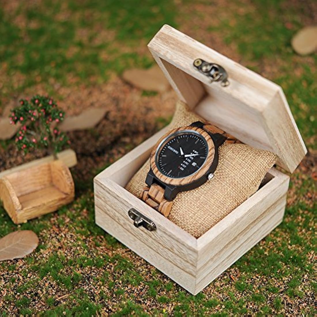 Reloj de madera para hombre Cuarzo analógico c
