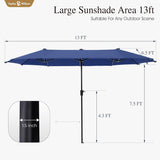 Sombrilla Doble Lado Sophia & William 13ft, Protección UV 99%