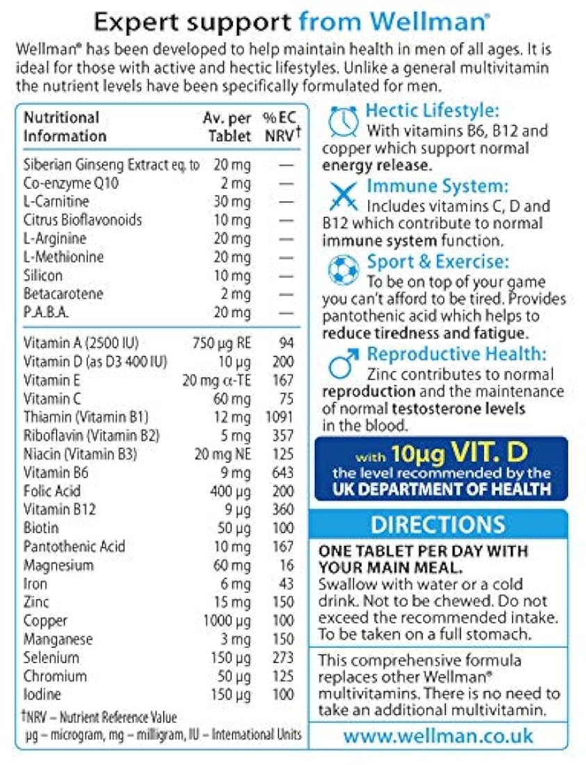 Vitabiotics Wellman 30 comprimidos